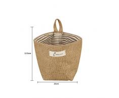 Milopon Bolsa Cesta de Almacenamiento Colgante de Algodón y Lino para Pared Armario Puerta Maceta en Jardín Garaje Ropa Llave Libro Revista 14 * 12.5CM
