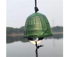 FOBFLO 1 Piezas Templo Campana Colgante japonés Lucky Feng Shui pequeño Viento carillón Sonido badajo hogar jardín decoración Exterior Regalo, Verde