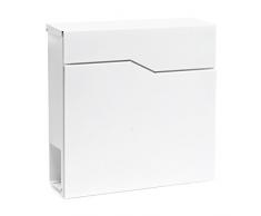 Buzón Diseño Moderno V19 Blanco Compartimiento Periódico Acero recubierto en polvo