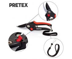 PRETEX tijeras de podar con cierre de seguridad, cuchilla con recubrimiento antiadherente | 2 años de garantía de satisfacción |tijeras de poda, tijeras para podar, podadera