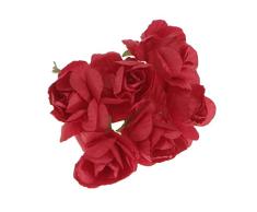 joyMerit 144pcs Mini Flor De Azalea Artificial Ramo Floral Bricolaje Decoraciones De Boda Romántica - Rojo, Individual