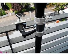 Holly productos STABIELO - balcón para sombrilla de 25.5 hasta Ø 50 mm - 2 pcs - balcón soporte para paraguas - Grande - Para 25-50 mm de diámetro - distancia de la sombrilla para balcón barandilla para al aire libre o en