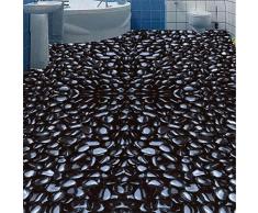 Leegt Papel Pintado Personalizado Piso Moderno Diseño 3D Negro Adoquín Baño Suelo Mural 3D Impermeable Piso Papel Pintado3D Papel Pintado Fresco Wallpaper Mural 300cmX200cm