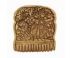 purpledip raras colección latón escultura Señor Krishna en pequeño peine; labrada indio antiguo coleccionable casa templo decoración regalo (11036)