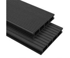 vidaXL WPC - Baldosa para terraza con accesorios (36 m², 2,2 m), color antracita