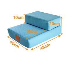 Respirable Mesh Escaleras De Mascotas Desmontable Cama De Mascotas Escaleras 2 Pasos Sofá Cama Escalera Ligero Rampa Para Mascotas Esponja Para Cachorro Gatito-azul 48x40x20cm(19x16x8inch)