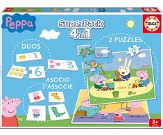 Educa Superpack Peppa Pig: Domino, Identic y 2 Puzzles, Juego de Mesa para niños, a Partir de 3 años (16229)