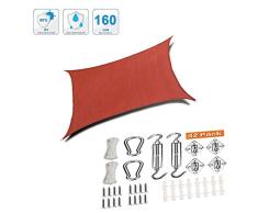 XXJF Vela Solar Toldo Resistente Protección UV para Vela Solar En Poliéster Resistente A Patio Exteriores Jardín Exteriores, Jardín, (Color : Orange Red, tamaño : 2.5x3m)