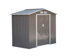 Outsunny Caseta de Jardín Tipo Cobertizo Metálico para Almacenamiento de Herramientas Base Incluida 4 Ventanas 213x127x185cm Acero
