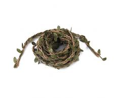 FENICAL - Guirnalda de 10 m hecha a mano de mimbre artificial hojas de vino, decoración, manualidades, follaje, hojas verdes, mimbre, decoración de árbol de Navidad