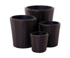 Papillon Rattan - Jardinera, Set de 4 Unidades, 14+16+23+30 cm, Color marrón