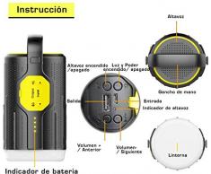 UPPEL Linterna Camping，Altavoces Bluetooth Portatiles con Bluetooth 4.2+Altavoz+200 Lúmenes Lampara Camping+10400MAH Banco de Energía+Carga USB 5 en 1 Diseño Multifuncional Luz Camping(Negro)