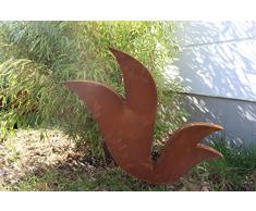 Zen Man jardín (Acero Inoxidable óxido de escultura de jardín de metal jardín Figure Símbolo de la suerte Jardín Decoración H60 * 65 * 5 cm 031770