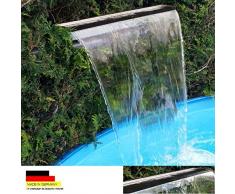 Acero inoxidable cascada agua parte cascada V2 A fabricado en Alemania 30,60,90 cm
