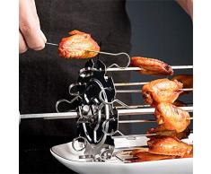 basku Jaula de Parrilla de Acero Inoxidable, BBQ Kebab Cage Parrilla giratoria para asador Herramienta de brocheta de Carne de Barbacoa para brochetas, alitas de Pollo, intestinos