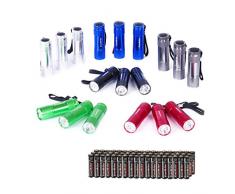 EverBrite 18PCs Mini Linterna Llavero LED, Linternas Portátiles de Aluminio Premium Ligero y Duradero,Mochilero con Correa ,6 colores y 54 Pilas 3AAA