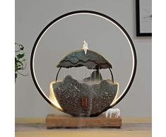 Indoor Fountain Decoración De Casa con Anillo De Luz LED - Fuente Decorativa Interior De Zen - Creativo Adornos De Feng Shui - Cerámica Ambiental, Cascada, Luces LED De Colores,Withnebulizer