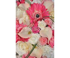 Hot Pink Gerbera & Peach Calas lágrima Ramo de novia
