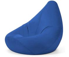 Hi-BagZ® Sillón Tipo puf con Respaldo Alto para Exteriores - Pufs para el jardín - 100% Impermeable (Azul)