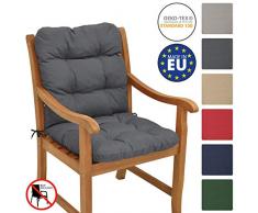 Beautissu Flair NL Cojín para Silla/Asiento Exterior con Respaldo bajo 100x50x8 cm - Relleno de Copos de gomaespuma - Gris Grafito