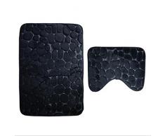 NEWSTARTS 2 unids / set artículos de tocador Alfombra de baño en forma de U Adoquín Patrón de piedra Absorbente suave Antideslizante almohadilla de espuma de memoria Cuarto de baño Alfombra de baño antibacterias Almohadilla