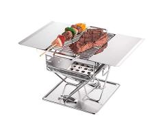 A-Qnice Barbacoa portátil, Acero Inoxidable, carbón, ahumador, Char Broil BBQ Pit Grill para Ourdoor Camping (Pequeño) (29.8 * 21 * 16.5cm)