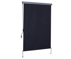 Outsunny Toldo Vertical con Cajón para Balcón y Terraza Protector de Sol Privacidad Enrollable para Exterior con Manivela 140x250cm Gris