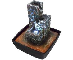 Agora-Tec® Kaskade - Fuente con forma de cascada y piedras e iluminación led, muy agradable, ultrasilenciosa, 21 cm de alto