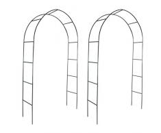 Tidyard 2xArco de Jardin para Plantas Arco para Rosas Arco de Flores para Jardín Patio Terraza Hierro Verde Oscuro 140x39x240cm