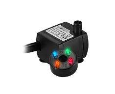Decdeal - 150L/H 2W Bomba de Agua Sumergible con 4 Leds Luces Ultrasilencioso para Acuario Pecera Fuente de Sobremesa Hidroponía 4.9ft (1.5m) Cable de Alimentación
