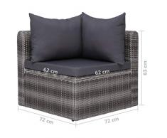 vidaXL Set Muebles de Jardín y Cojines 7 Piezas Ratán Sintético Hogar Mobiliario Exterior Decoración Casa Hogar Asientos Mesas Sofás Sillones Gris