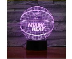 Miami Heat Basketball Acrylic Lamp Sport 3D Night Light Regalos de la novedad 7 colores que cambian Led lámpara de mesa de escritorio para los niños regalos