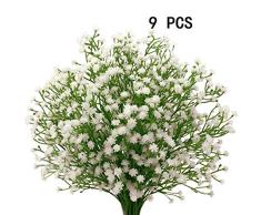 Houda - 9 unidades de flores artificiales de paniculata («Gypsophila»), plantas, ramos de boda, manualidades caseras, decoración