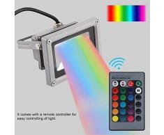 Proyector LED Iluminación,RGB Lanzamiento Impermeable Al Aire Libre LED Inundación Césped Monocromo Lámpara de Jardín de Luz de Fundición Blanca con Control Remoto