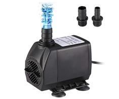Homvik Bomba de Agua Sumergible para Acuario Estanque Pecera Fuente Circulación de Agua Dulce y Marino con 2 Boquillas 45W 2500L/H 2.5m de Altura