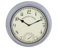 Mayfield Living - Reloj de Pared para Cocina o jardín, Resistente a la Intemperie, Color Gris Antracita, termómetro para Interior y Exterior