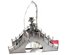 Botellero con forma de pescador de esquí Metal Regalo Escultura