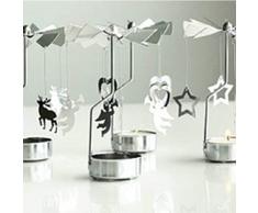 Hosaire 1X Portavelas de Navidad,Estilo Estrella de Portavelas Giratorio de Aromaterapia Crazón Candelero Cena Props Decoracion Boda Objetos de La Pared del Jardín Casero Size 12cm*8cm (Blanco)