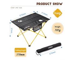 Overmont Mesa plegable ultraligero portatil para acampar camping pesca senderismo picnic playa barbacoa viaje caza y actividades al aire libre M/L con bolsa de almacenaje
