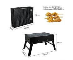 JTDEAL Barbacoa Portátil, Barbacoa Pequeña de Carbón Plegable de Acero Inoxidable Parrilla Portátil de Mesa con 4 Persianas de Ventilación al Aire Libre para Acampar y Jardín de Picnic (3-5 Personas)