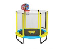 LSYOA Fitness Cama elástica Infantil, Interior/Exterior Trampolín de Jardín con Soporte de Baloncesto y Red de Seguridad Rebounder Trampolín de Carga 250kg,Yellow