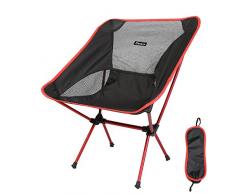 Candora TM Portable Ultraligero Silla plegable, con bolsa de transporte, Heavy Duty 330lbs Capacidad Senderismo de picnic de asiento plegable para pesca y Camping barbacoa de jardín patio playa exterior & interior Actividades, rojo