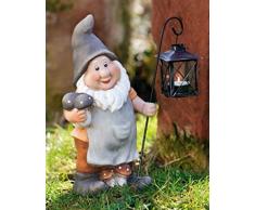 SSITG enanito con farol, 32 cm de altura, Jardín Decoración,