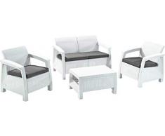Keter - Conjunto de jardín de 4 plazas Corfu, Color blanco