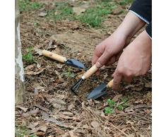 Cdet Mini pala rake jardín planta conjunto de herramientas con mango de madera herramientas de jardinería mini conjunto