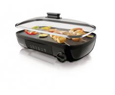 Philips Viva Collection HD6323/20 Parrilla Eléctrico - Barbacoa (Mesa, Negro, Ovalado, Vidrio, De plástico)