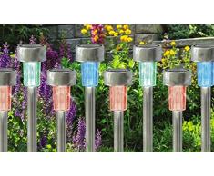 10 x vanz shop cambia de color reloj SOLAR de acero inoxidable de jardín luces LED Lámparas recargable