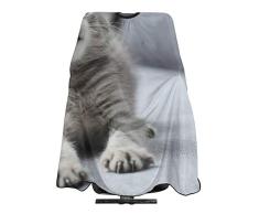 Capa de peluquería Profesional de Nailon, Impermeable, con Cierre de Broche, 55 x 66 Pulgadas, diseño de Gatito Gris en el sofá
