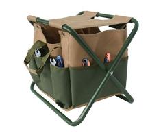 Taburete Plegable, Taburete de jardín Plegable Multifuncional para jardín con Bolsa de Almacenamiento de Herramientas para niños y Adultos, Camping en huertos, Pesca, Picnic, Viajes y Senderismo