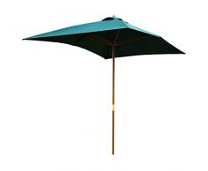 Outsunny Sombrilla Parasol 2x3m y Altura 2,5m Jardin Terraza Poliester 180g/m2 y Madera Color Verde